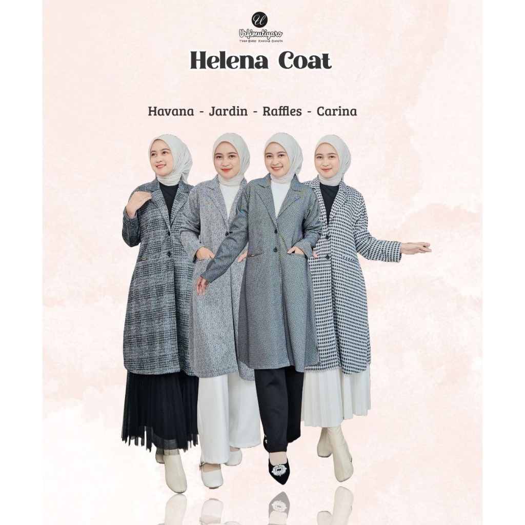 URFIMUTIYARO HELENA COAT I Coat panjang motif kotak korean style