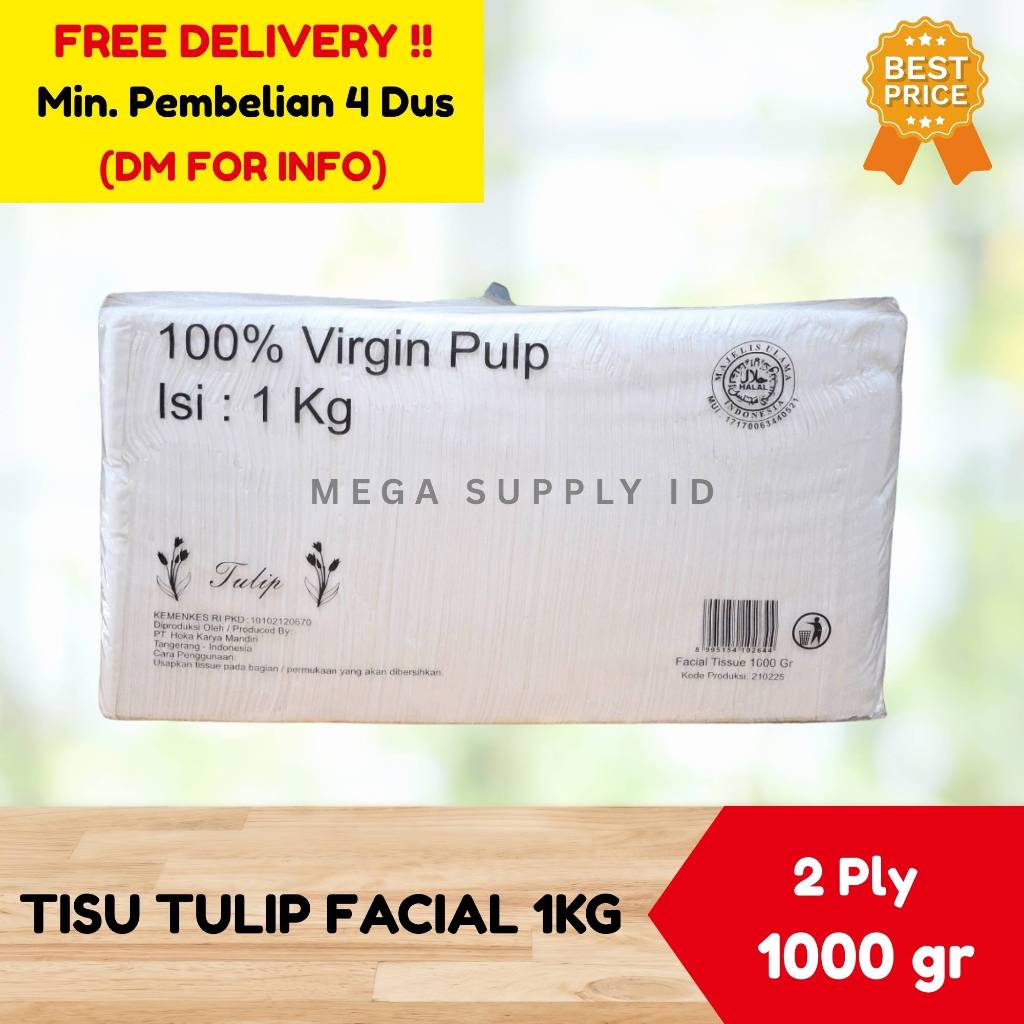 [GROSIR] TISU / TISSUE TULIP 1000 GR | TISSUE PULP KILOAN | TULIP Tissue Wajah 1000gr [PER PACK]