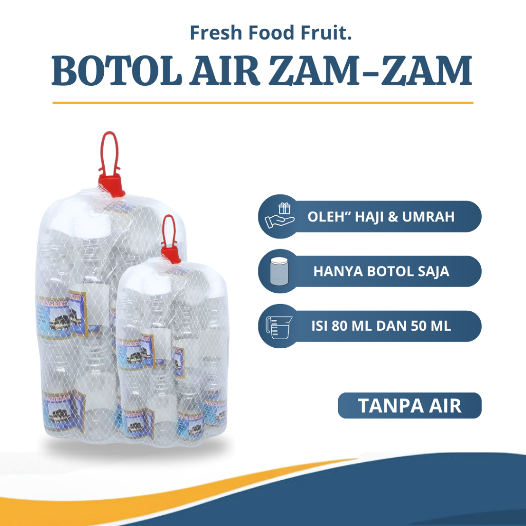 

Botol Air Zam Zam 80 ML dan 50 Ml Isi 25 Pcs Hanya botol kosong Tanpa Air Oleh Oleh Haji dan Umroh