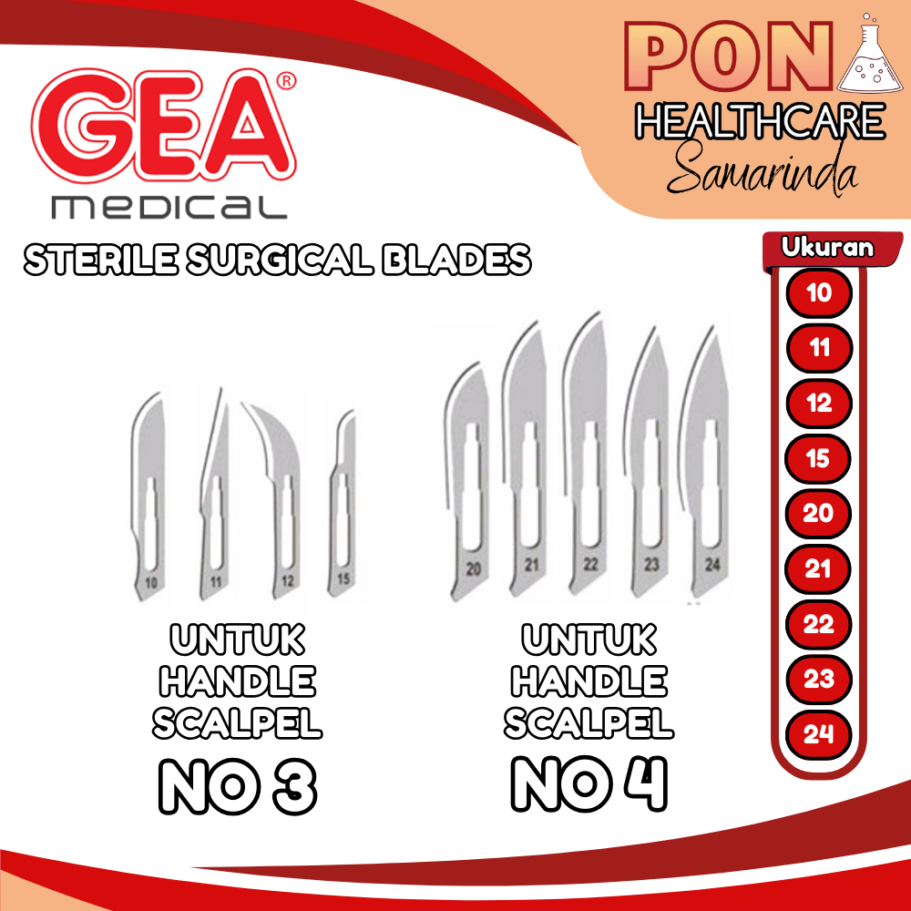 GEA Surgical Blades Pcs / Mata Pisau Bedah / Scalpel Blade Bisturi No 10 11 12 15 20 21 22 23 24