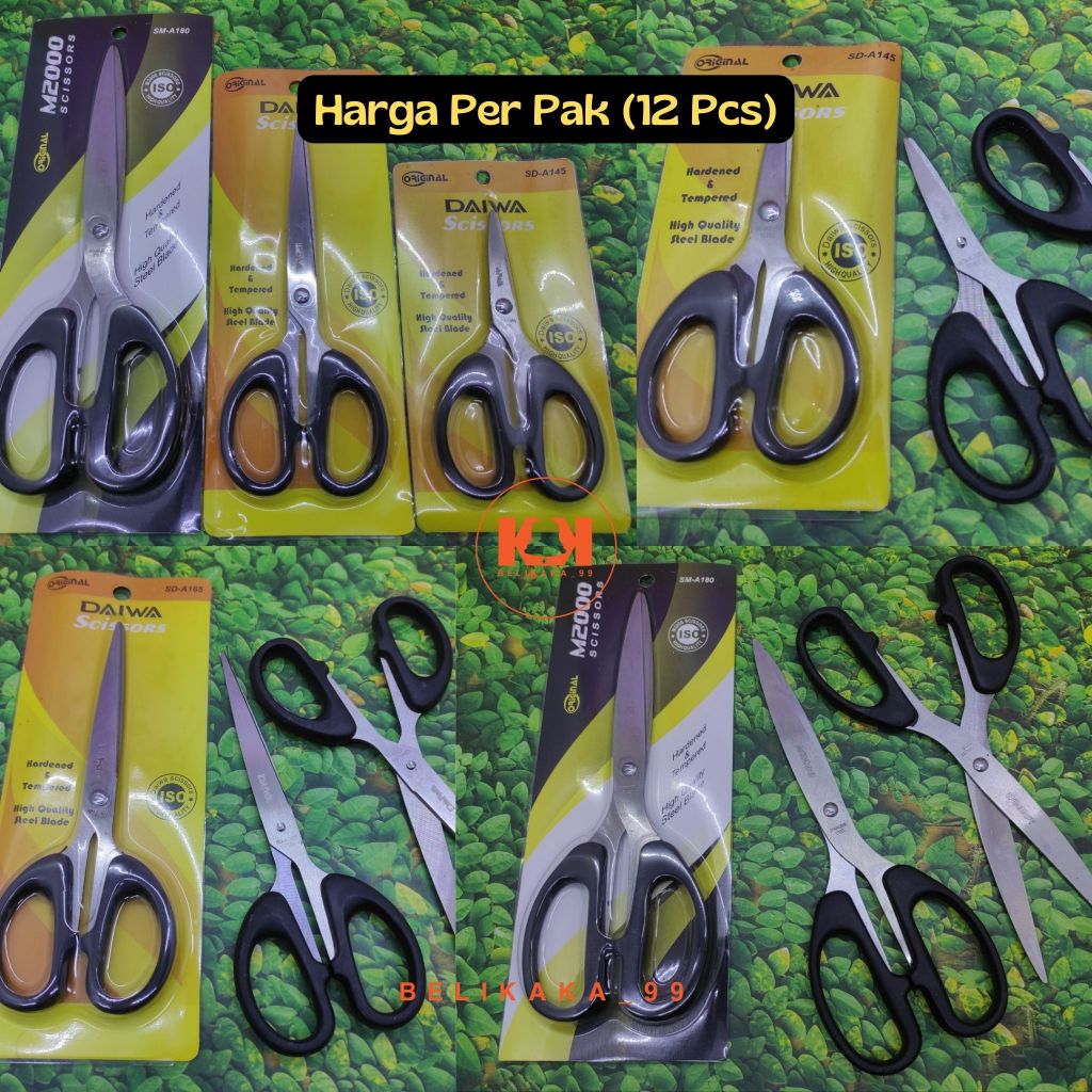 

(12PCS) GUNTING KERTAS STAINLESS MEREK M2000 & DAIWA UKURAN KECIL SEDANG BESAR / ALAT GUNTING KERTAS