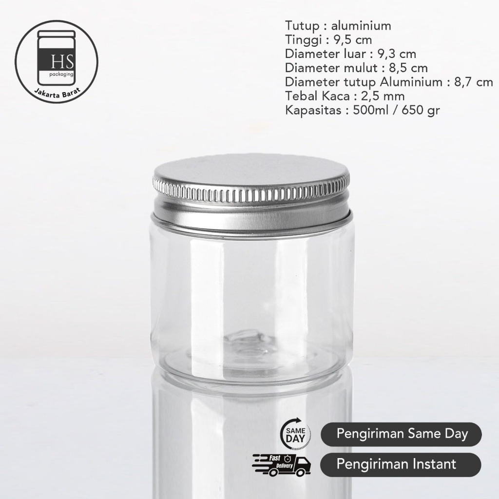 HS JABAR 500ML TOPLES KACA ALUMINIUM