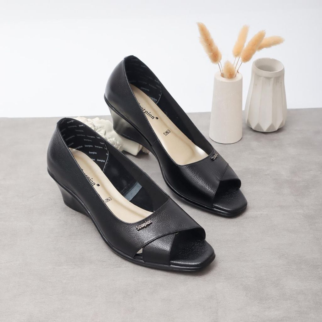 Original Scorpion 5263 Sepatu Kulit Formal/Wedges/Casual Untuk Wanita