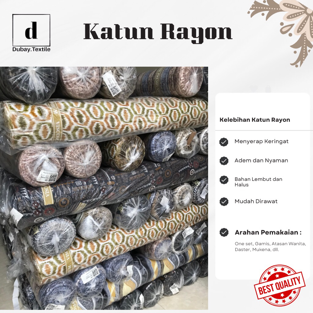 grosir 1 roll katun rayon premium (1 roll = -/+150yard)