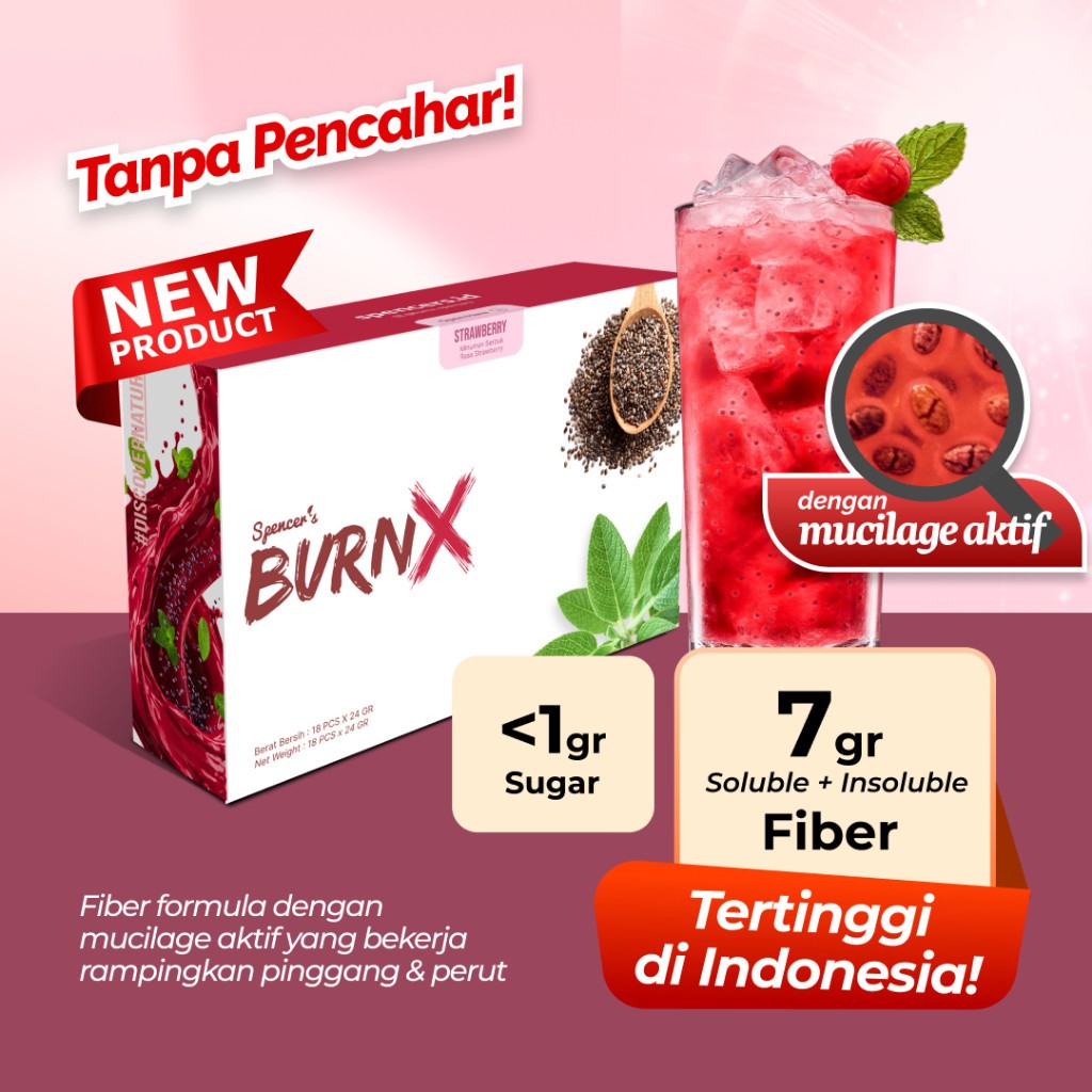 

Spencer's Burn X Fiber 1 Box Minuman Diet Penurun Berat Badan & Detox Diet Pelangsing Pengikat Lemak
