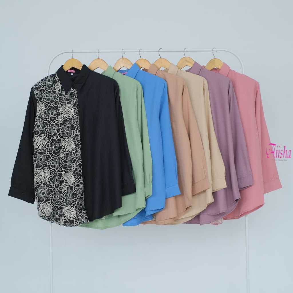 Blouse INDIRA Bordir | Atasan Wanita Bahan Cotton Miracle LD 110 - LD 140