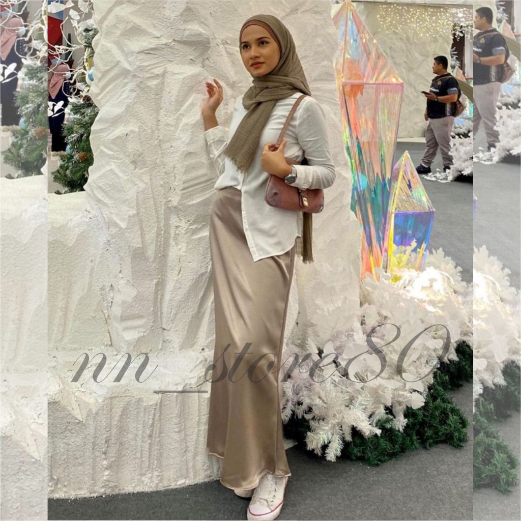 Rok Satin Silk Premium / A Line Satin Skirt / Maxi Skirt High Quality