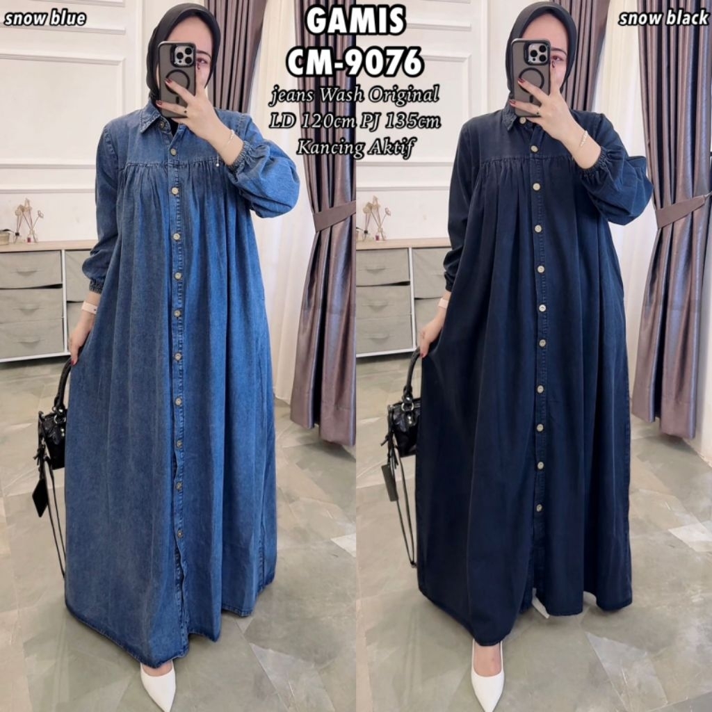 Gamis Jumbo Bahan Jeans Wash Premium