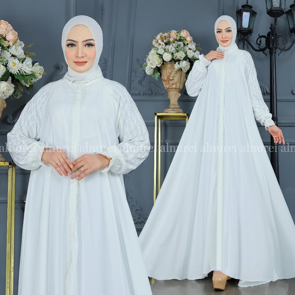 alnurei || ZETA Abaya || ALR 128 || Abaya Turki Hitam Putih Wanita Muslimah