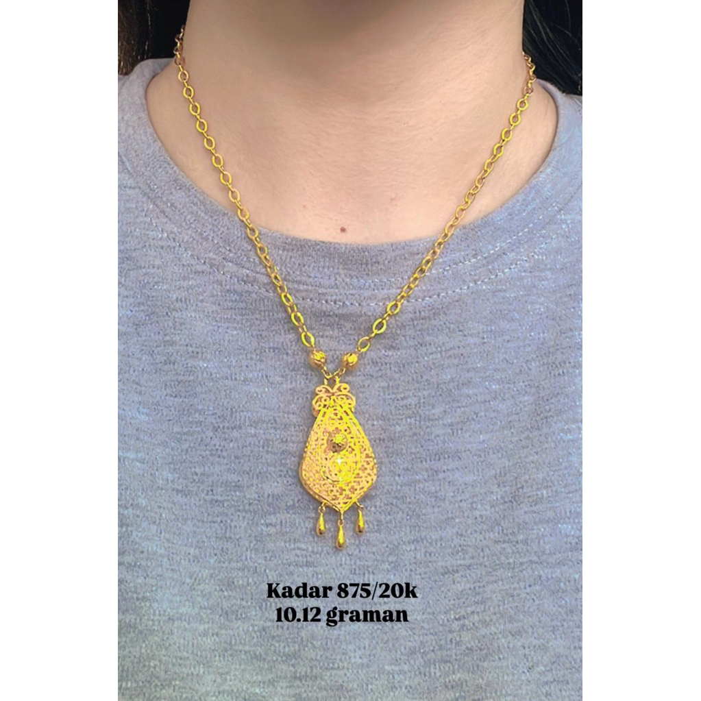 Kalung emas asli kadar 875 model etnik rumbai