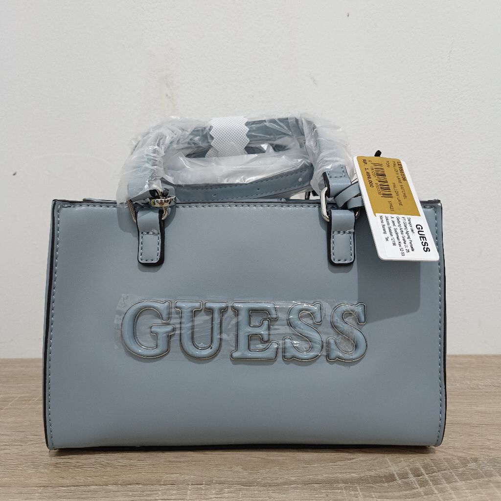 Tas GUESS Hallow Lane Satchel - Pale DENIM - Tas GUESS Wanita 100% Original