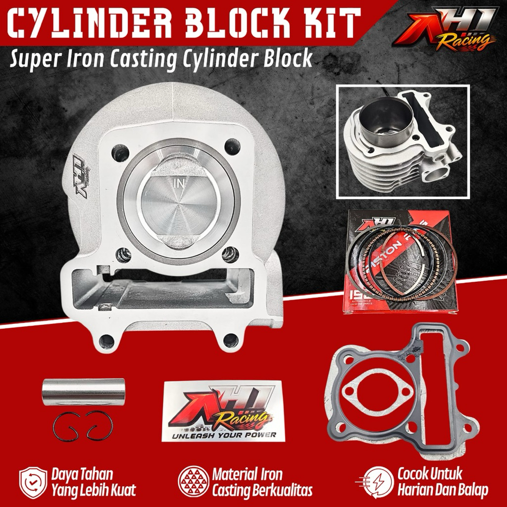 BORING BLOCK BLOK SEHER BORE UP AH1 BEAT SCOOPY SPACY KARBU 53 MM SUPER IRON CASTING BLOCK - CYLINDE