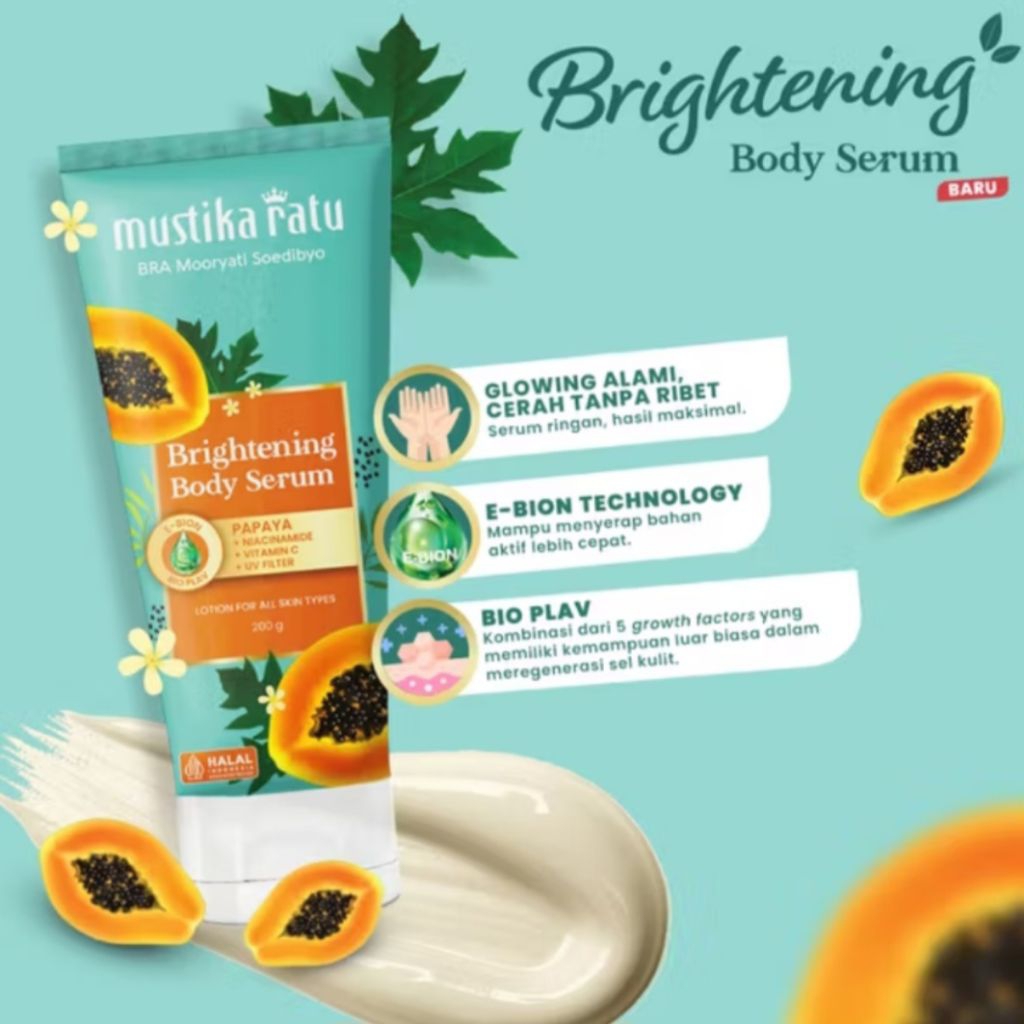 Mustika Ratu Brightening Body Serum Papaya 200ml - Mustika Ratu Body Serum | Body Serum