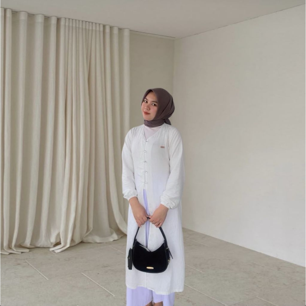 Outer tunik kekinian model belah tengah tali hidup tunik simple dan elegan