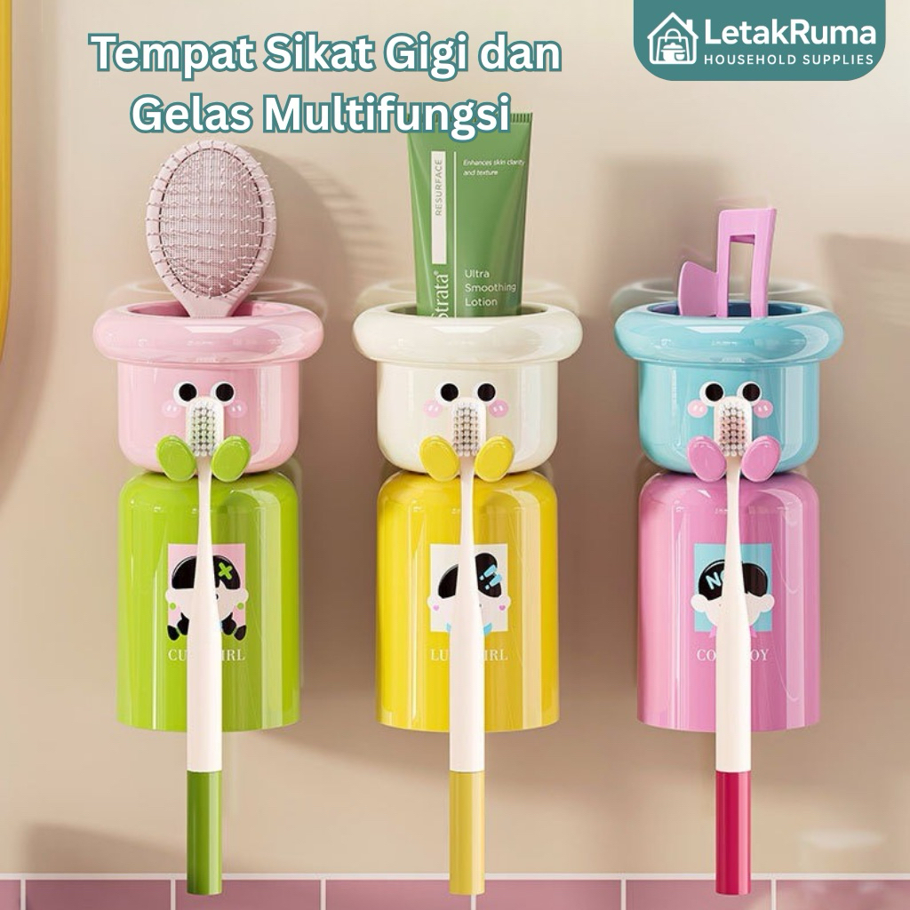 Tempat Sikat Gigi Anak Tempat Sikat dan Pasta Gigi Rak Sikat Gigi Kamar Mandi Tempel Dinding LETAKRU