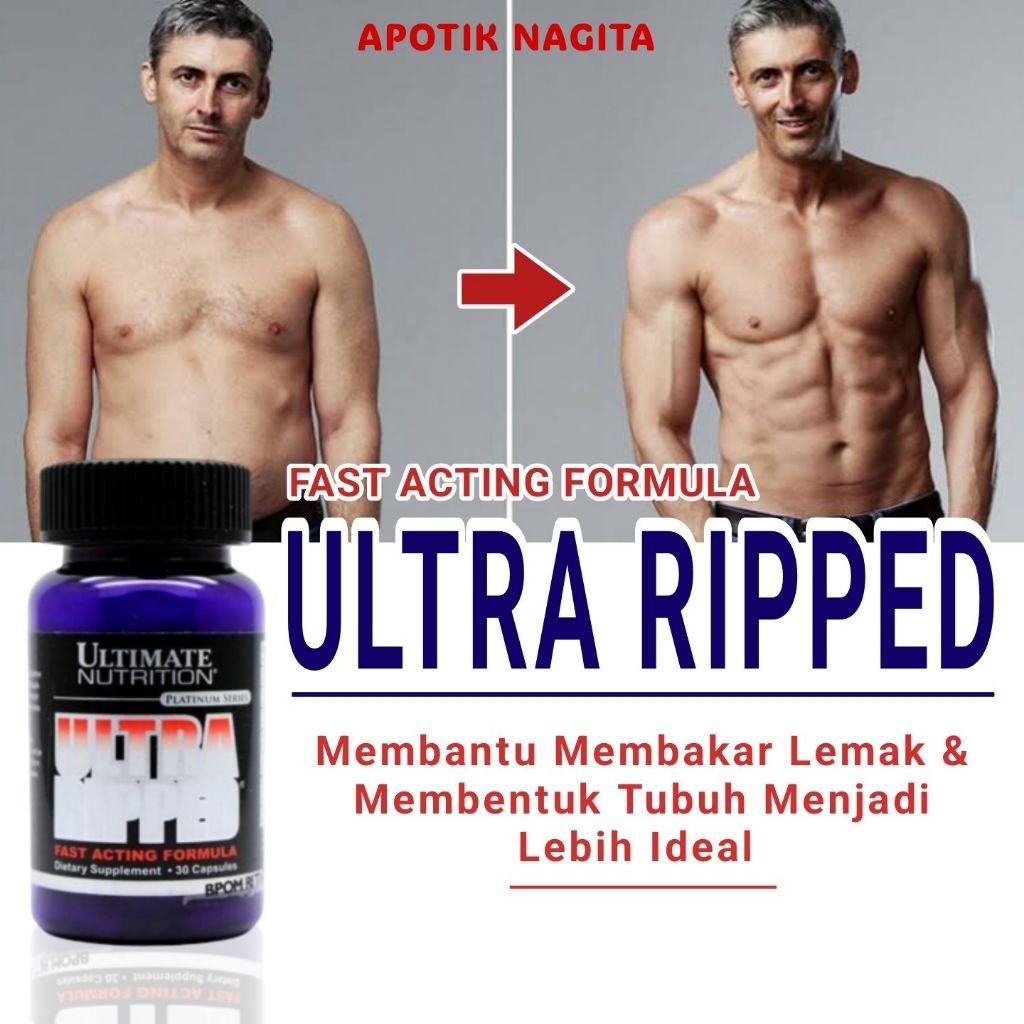 Suplemen Pembakar Lemak Pembentuk Otot Tubuh Ampuh ULTRA RIPPED Asli Original 30 Caps