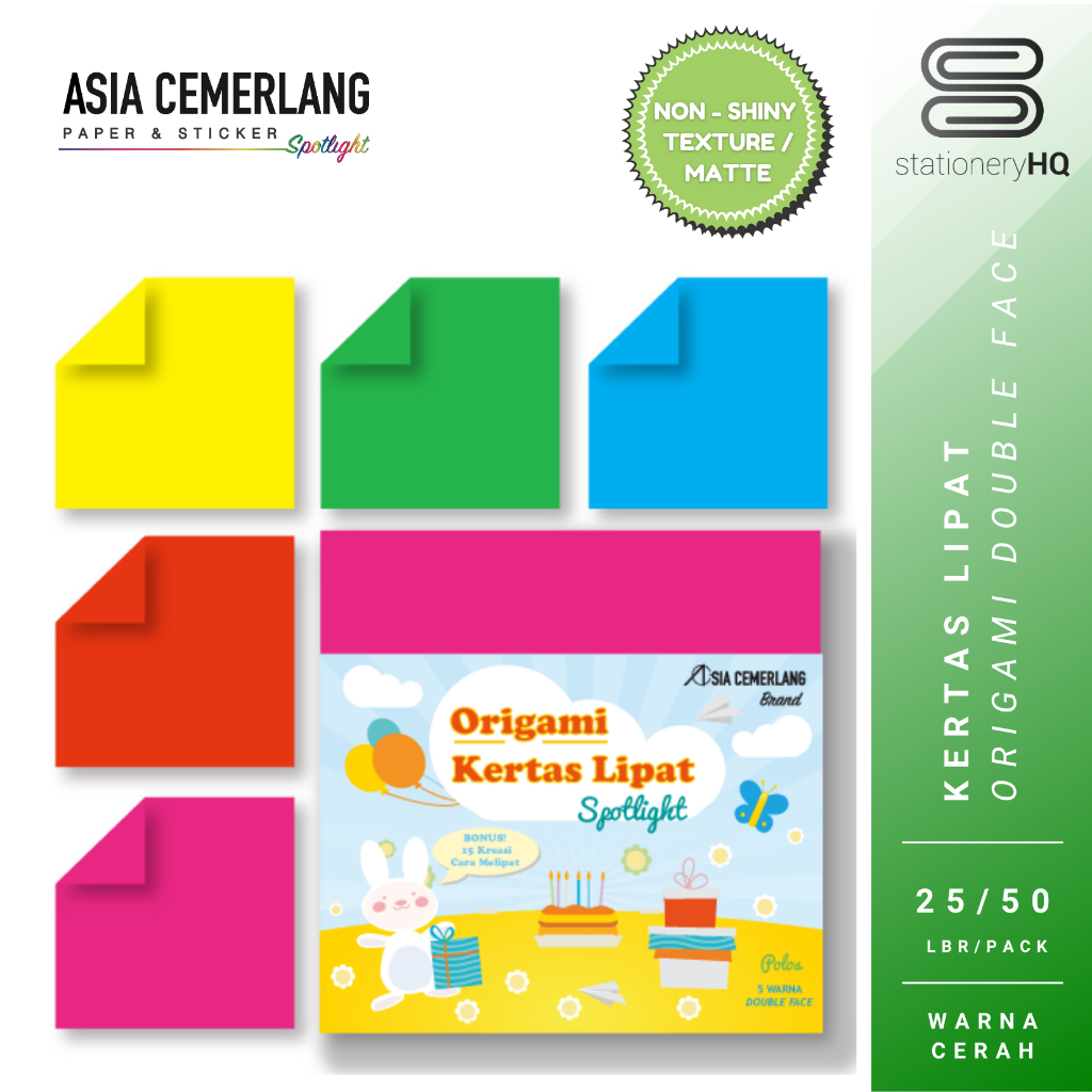 

Kertas Origami Lipat Double Face / Warna Bolak Balik