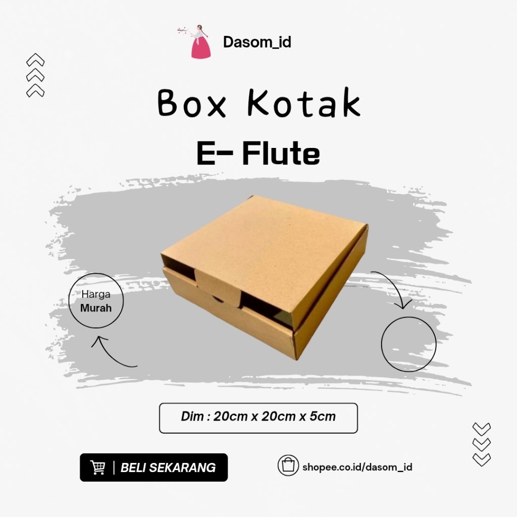 

DASOMID || KARDUS 20x20x5 cm / BOX KARTON CORUGATED DIECUT E-FLUTE / PIZZA BROWNIS AKSESORIS