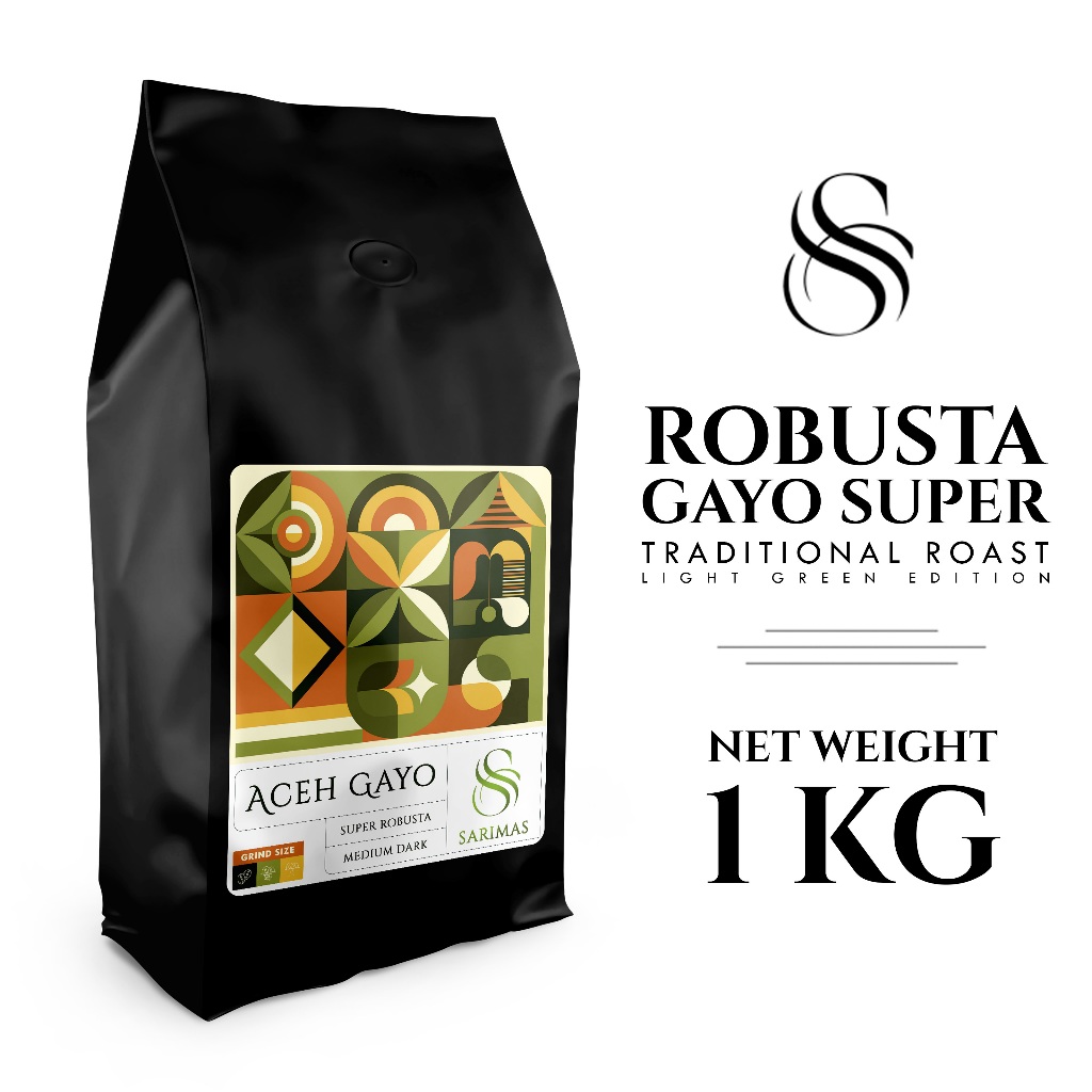 

KOPI ROBUSTA GAYO SUPER 1KG SARIMAS (KOPI BUBUK) FRESH ROASTED - LIGHT GREEN