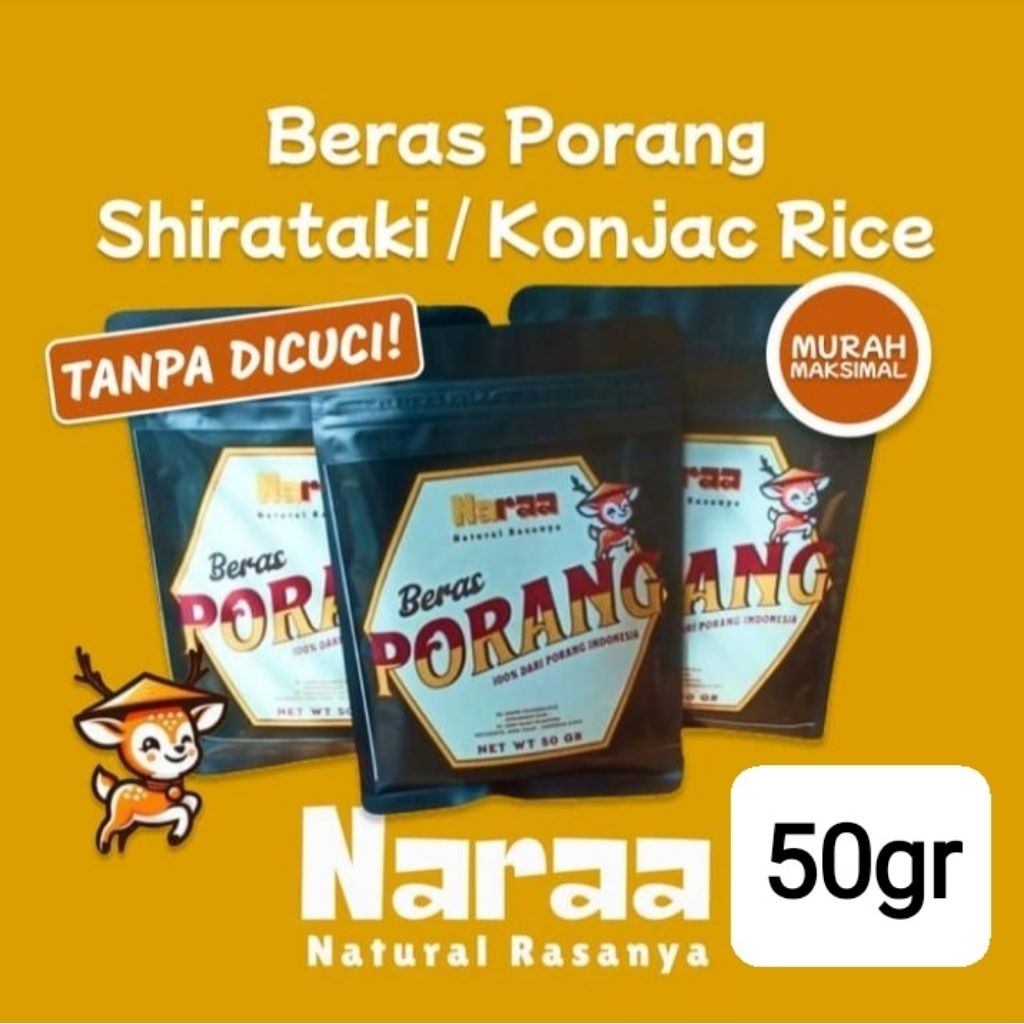 

[BPOM] Naraa Beras Porang/ Konjac Rice, sachet 50gr | Praktis, Cukup seduh air mendidih, Bekal camping, Outdoor