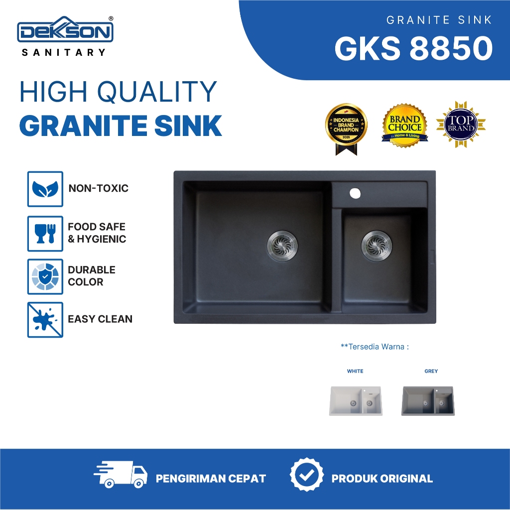 DEKKSON Granite Kitchen Sink Sink Dapur Anti Gores & Tahan Panas GKS 8850
