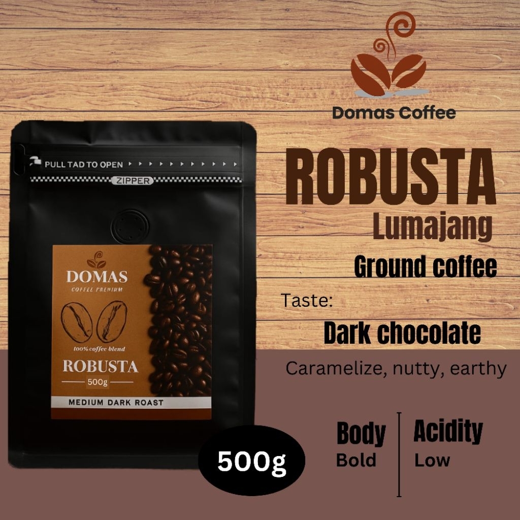 

DomasCoffe Bubuk Kopi Robusta Lumajang 500g