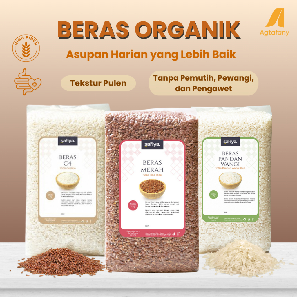 

Beras Organik 1 kg Merah C4 Pandan Wangi | Beras Pulen Organic Rice Premium Original Safiya