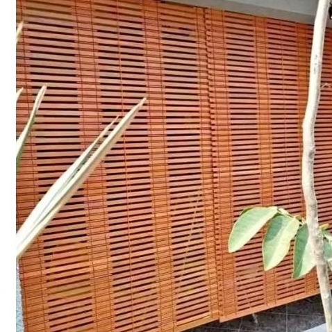 Tirai / Krey / kere Kayu jati Asli Premium Lebar 250 cm | Tirai Pintu Minimalis | Sekat Ruangan |  D