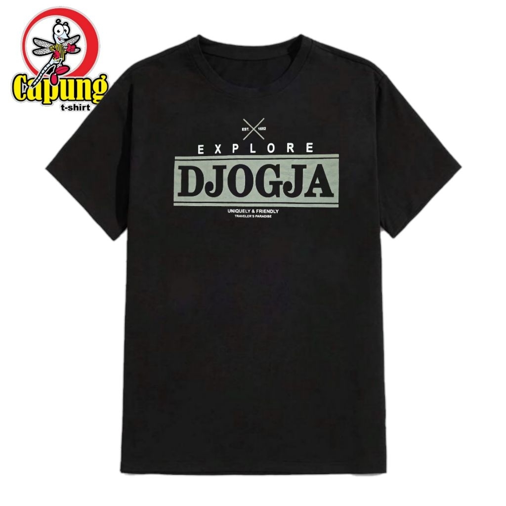 KAOS JOGJA SABLON ASLI JOGJA MEREK CAPUNG T-SHIRT KAOS JOGJA MOTIF EXPLORE JOGJA KAOS JOGJA OLEH OLE
