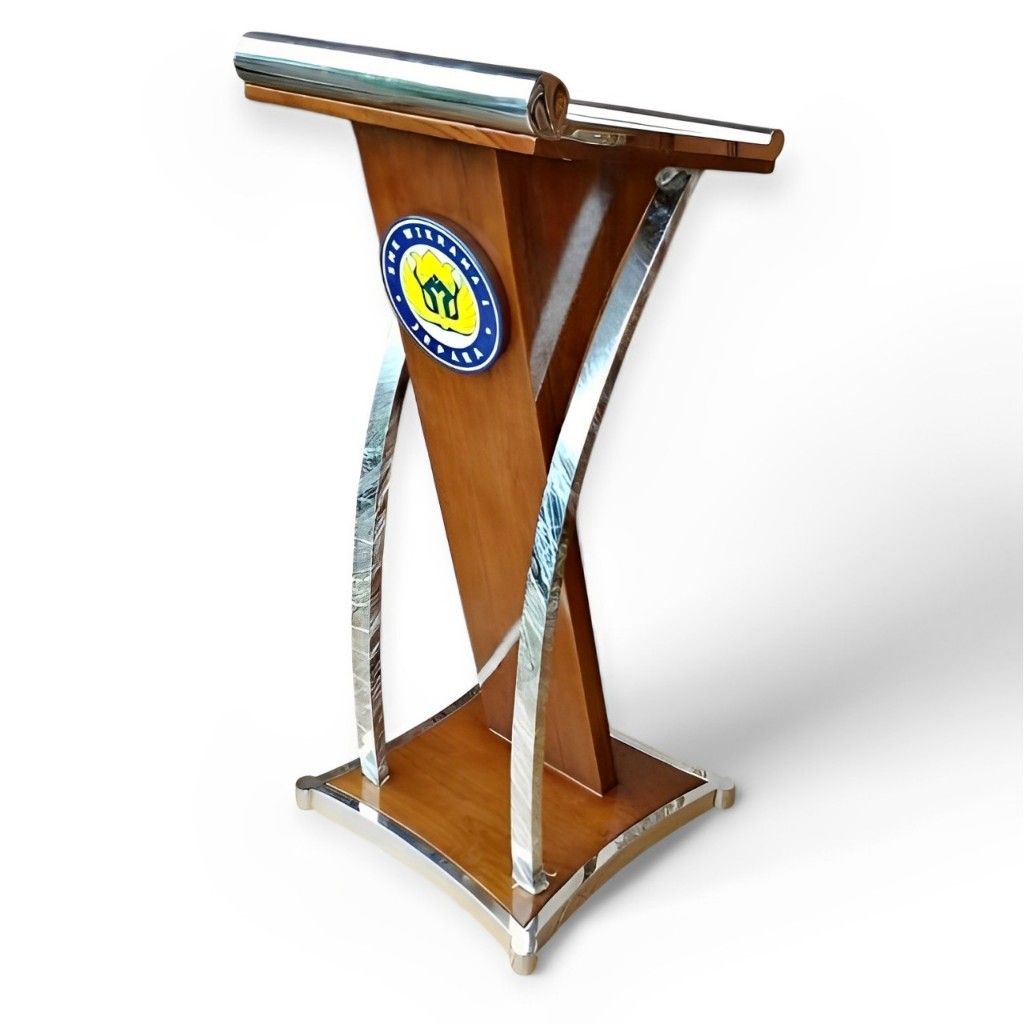 MIMBAR PODIUM UNTUK PIDATO PEMBICARA UNIVERSITAS DAN PERUSAHAAN PEMERINTAHAN BAHAN KAYU JATI DAN STA