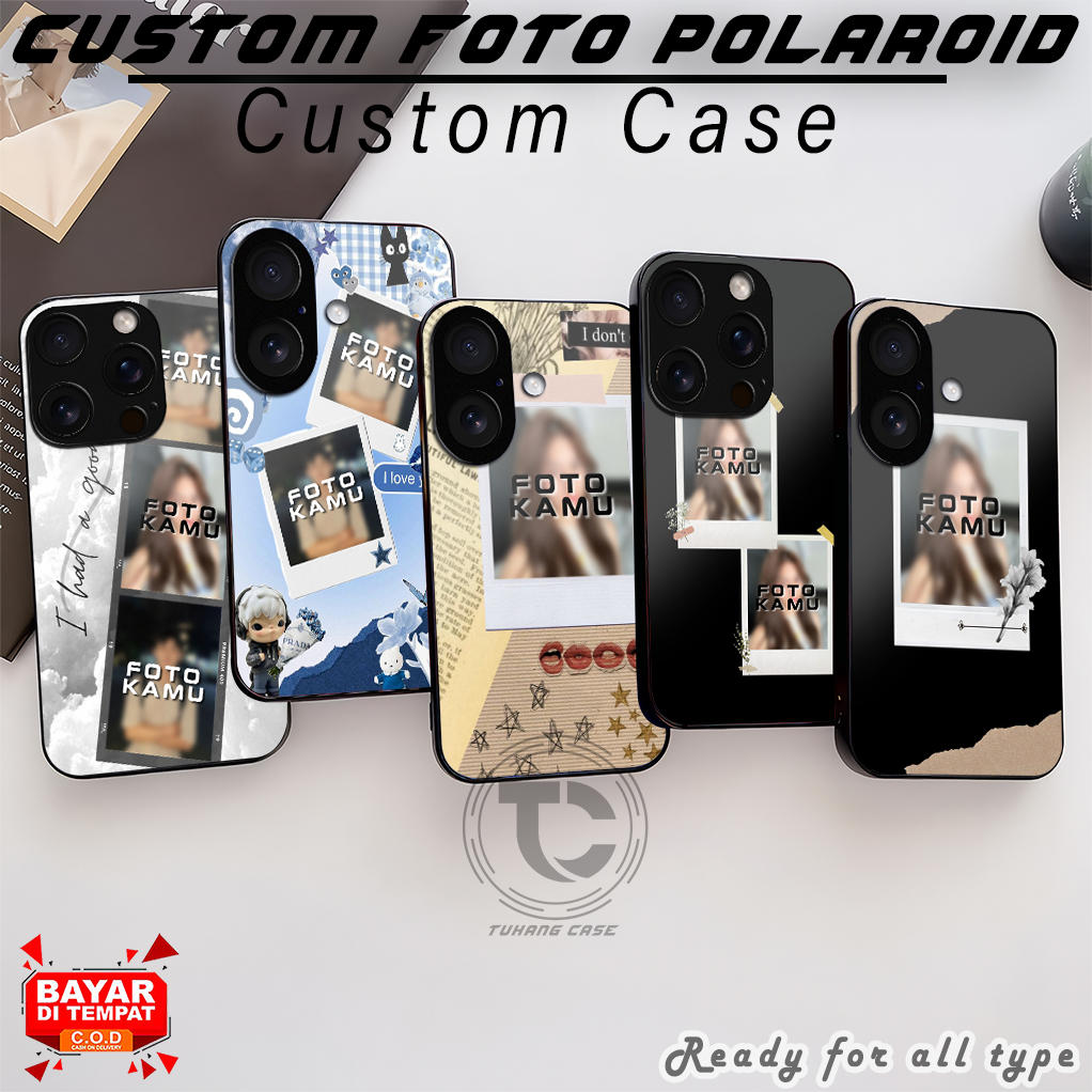 Polaroid Case + Custom Foto Case Handphone Untuk oppo a3x/a3 nfc a17 a17k a3s a74 4g/reno 4f reno 3 