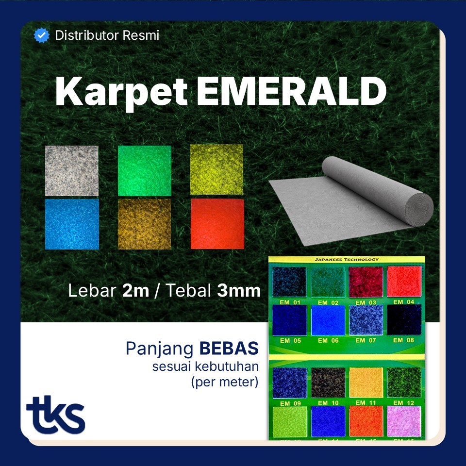Karpet Bludru Polos EMERALD Meteran (Lebar 2m) / Karpet Mushola / Karpet Lantai / Karpet Panggung