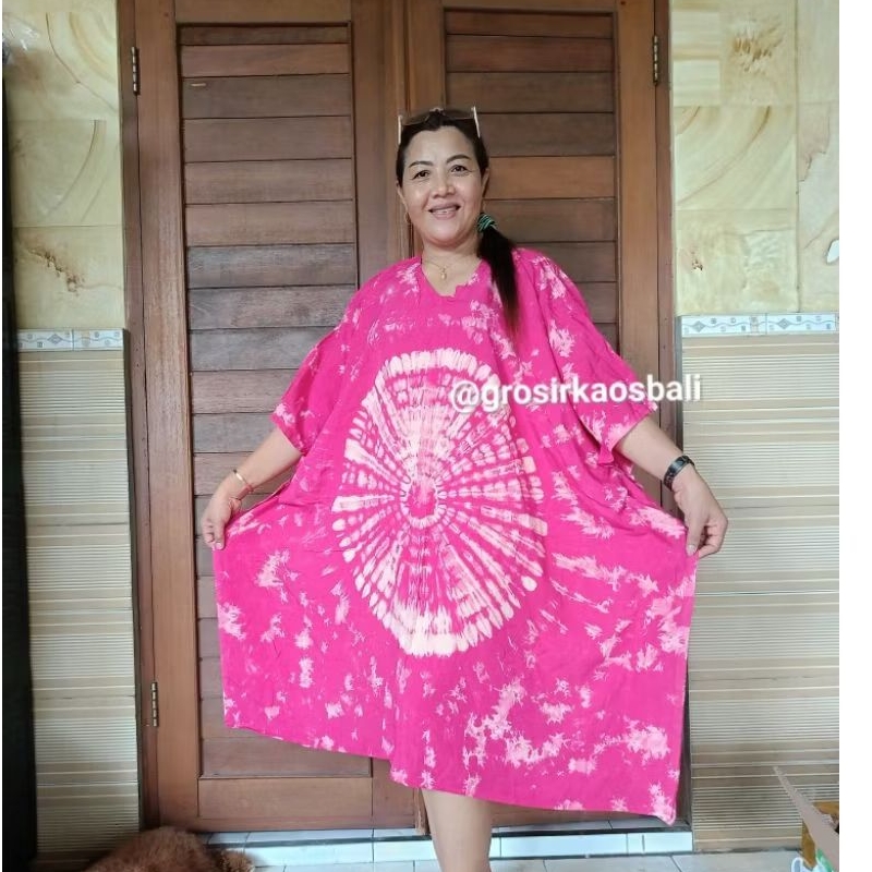 grosirkaosbali Dress Midi Kelelawar Tie dye Sembur Bahan Rayon Premium
