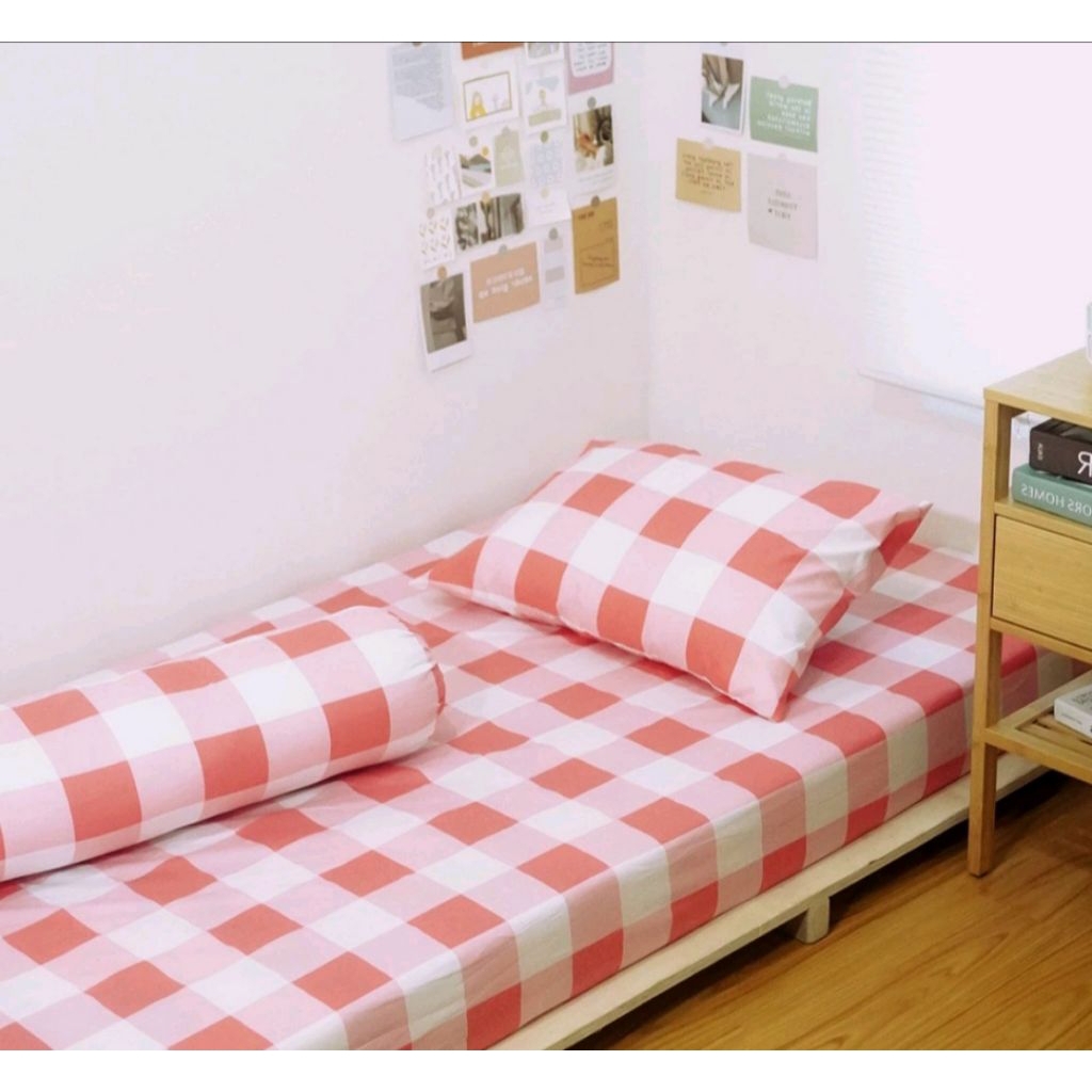 (HANYA SPREI) Sprei motif Emily | sprei aesthetic | sprei kotak kotak | sprei motif tersedia ukuran 