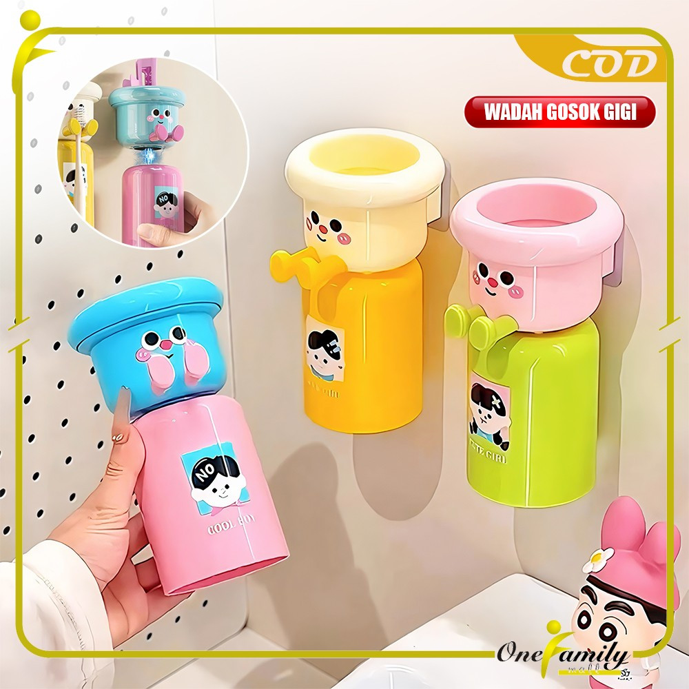 ONE-C1337 Tempat Sikat Gigi Tempel Magnet Karakter Anak Lucu / Magnetic Toothbrush Holder Set Cangki