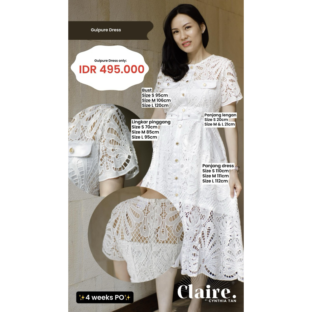 Claire by Cynthia Tan Guipure Dress