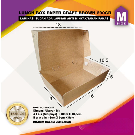 

Box Paper Lunch Size M Dus Coklat Craft Eco Foodgrade Ukuran 16x9x5cm