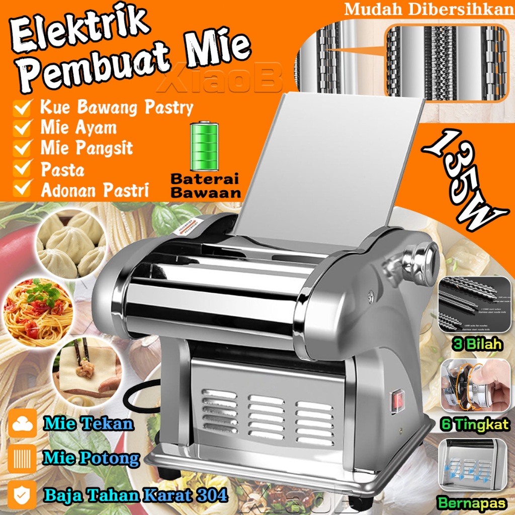 Stainless Steel Mesin Pembuat Mie Elektrik Mesin Pengepres Mie Listrik Mesin Giling Mie Otomatis Pen