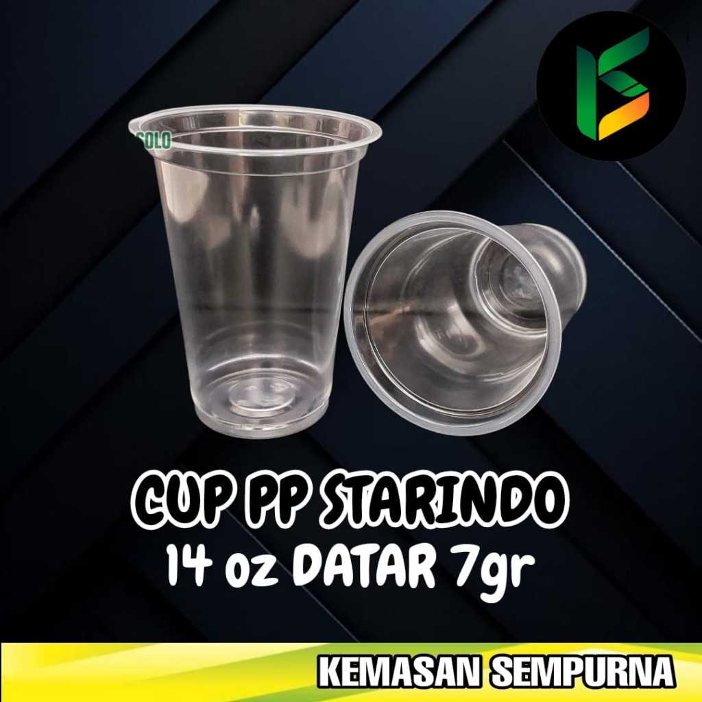 Gelas Plastik Cup PP Starindo 14 oz datar 7 gr tahan panas bisa diseal