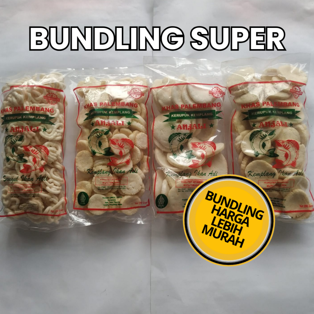 

Bundling 4 Kantong Kerupuk Kemplang Asli Palembang Kualitas Super No. 1 Berat 800 Gram