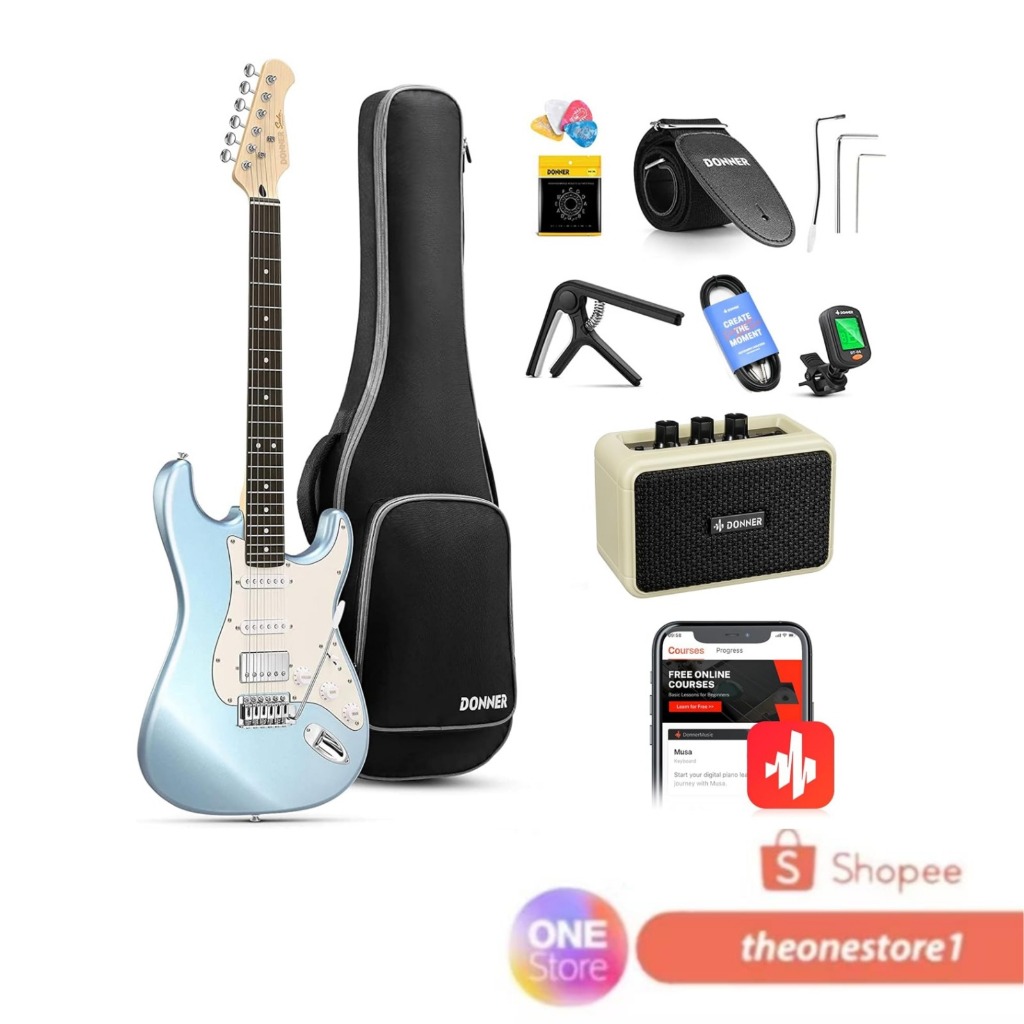 Donner DST - 152R Gitar Elektrik - Blue / donner dst-152r blue electric guitar