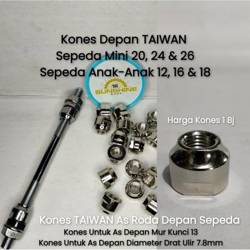 Kones As Kecil Untuk Hub Roda Depan Sepeda Anak BMX Sepeda Mini Dewasa Mur Kunci 13