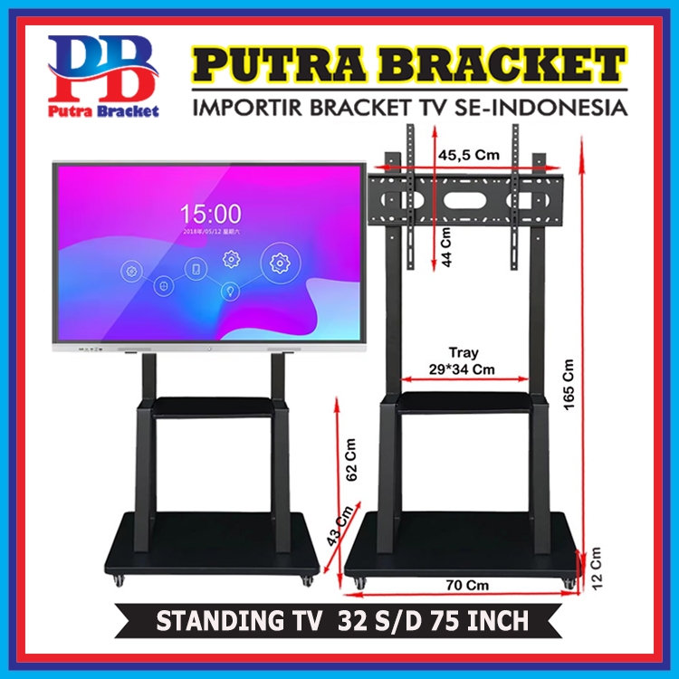 Bracket TV Standing Universal 32–75 Inch,Bracket Standing TV Universal 65  Inch/Stand TV Roda