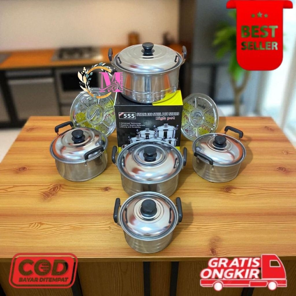 [CM] panci ndo set isi 5 pcs 16-24 cm steamer 555