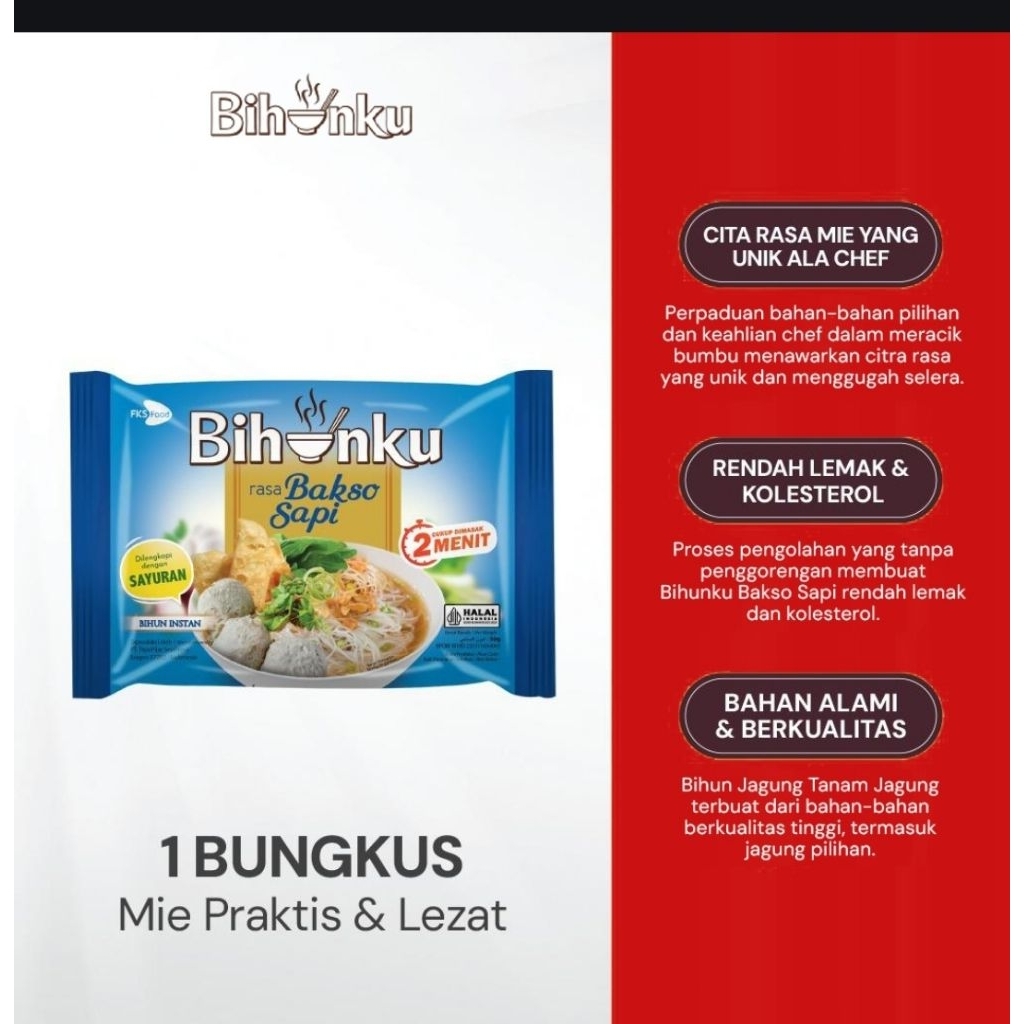 

Bihunku Instan - Bakso - 1 Karton - 40 Pcs - 50gr