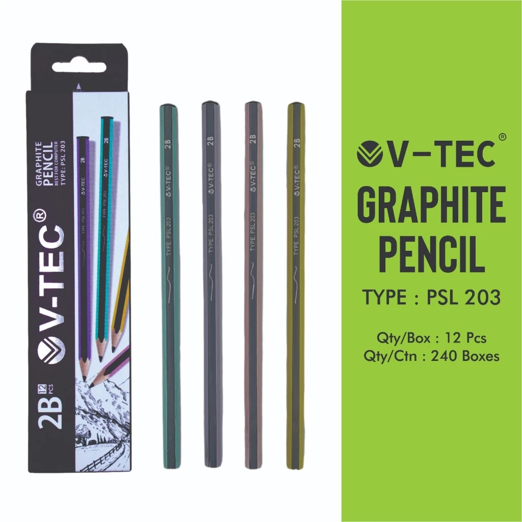 

V-TEC Graphite Pencil 2B PSL-203 Isi 12PCS