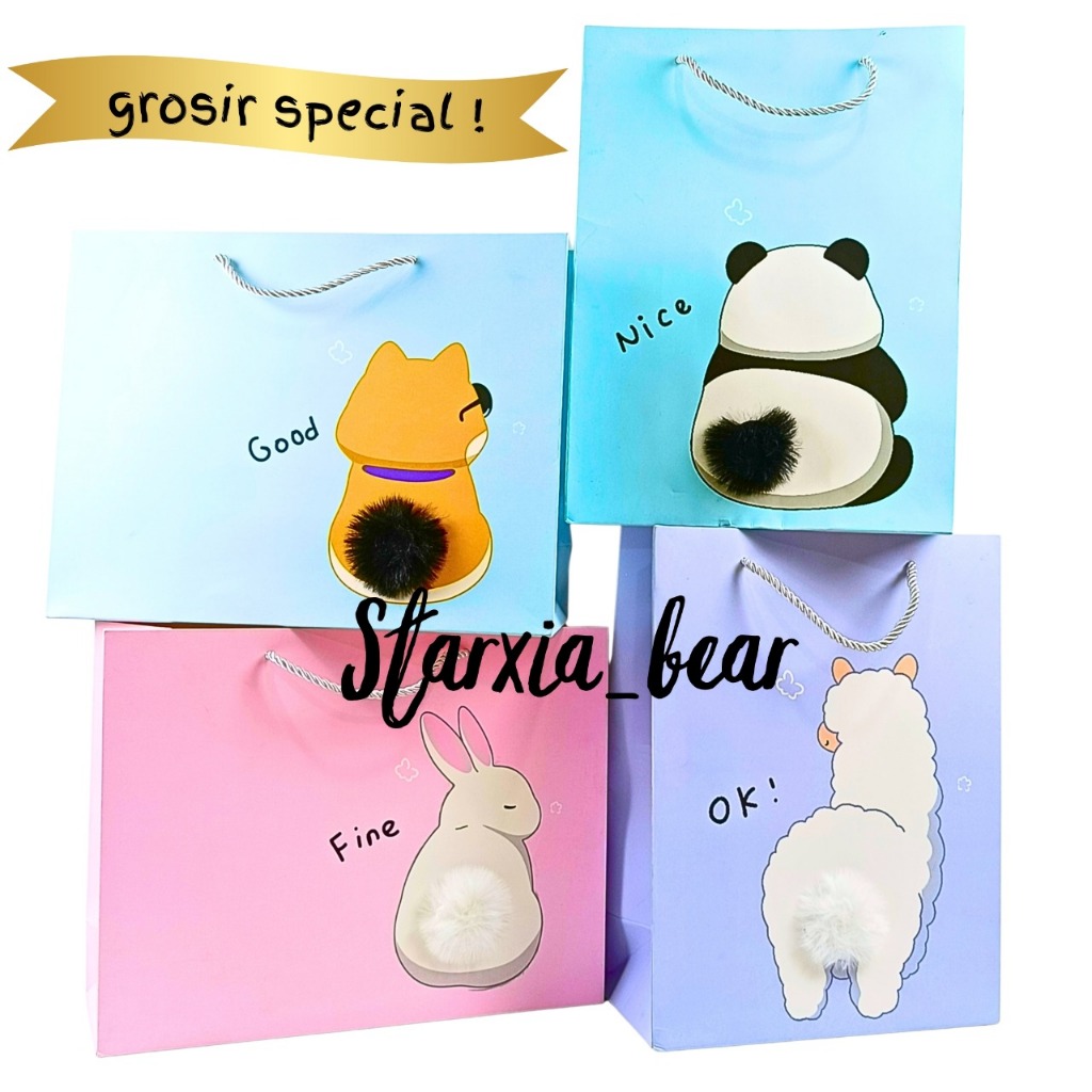 

Paperbag Ulang Tahun Animal 3D Panda Rabbit Horizontal dan Vertikal