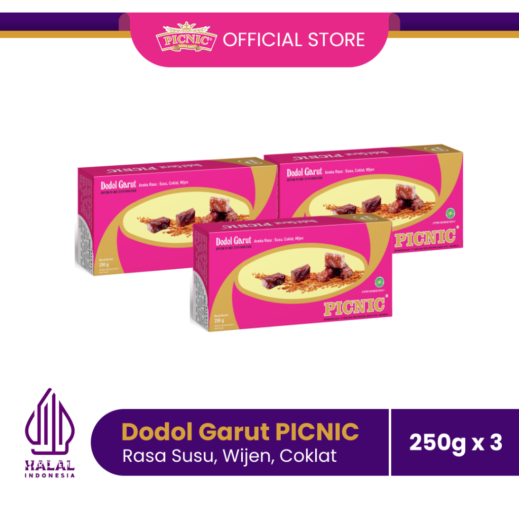 

[3 Pcs] Dodol Picnic 250gr - Traditional Garut Delight - Dodol Original - Dodol Garut