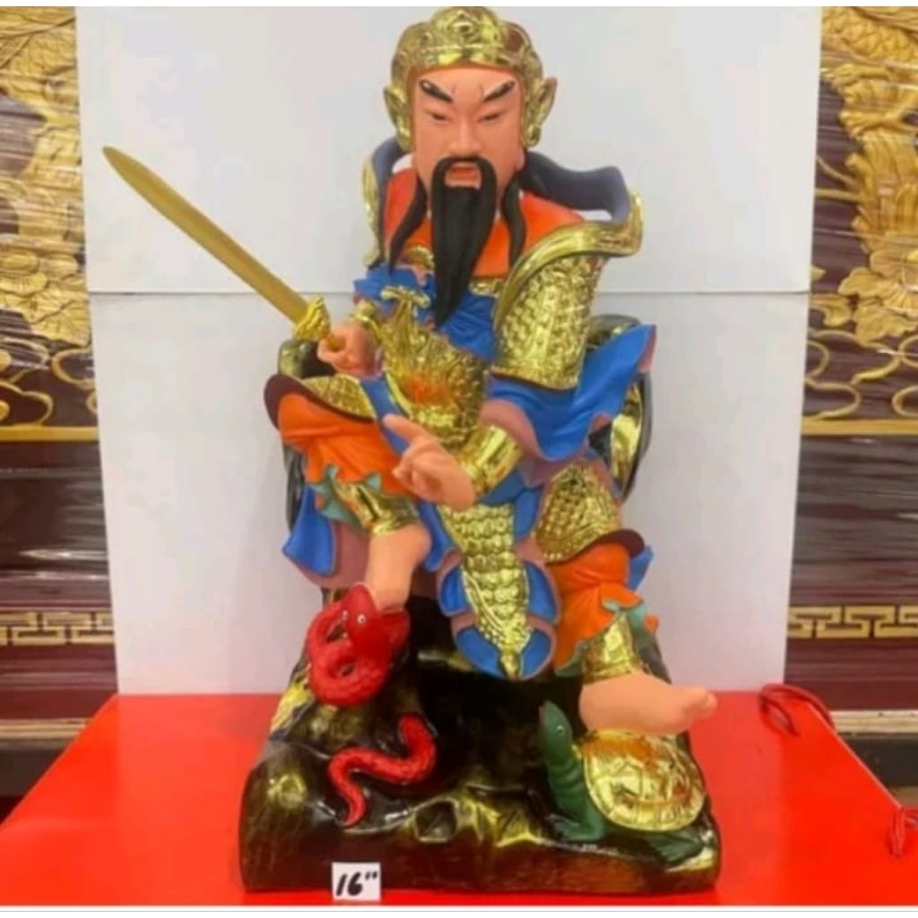 patung dewa hian tian Shang ti / siong te kong - fiber - 16 inch
