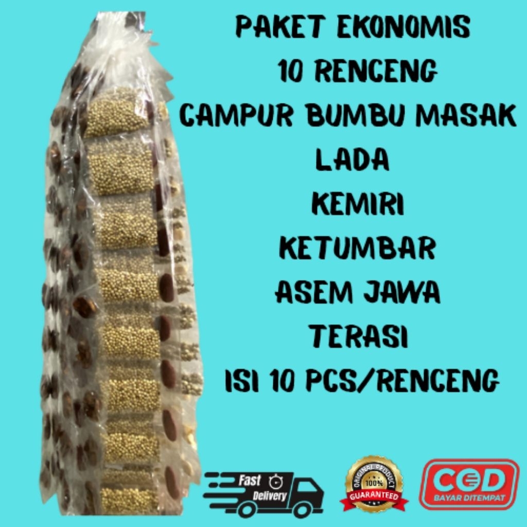 

Paket Ekonomis 10 Renceng Bumbu Masak Kering Campur Lada Kemiri Merica Asam Jawa Terasi Masakan Rempah